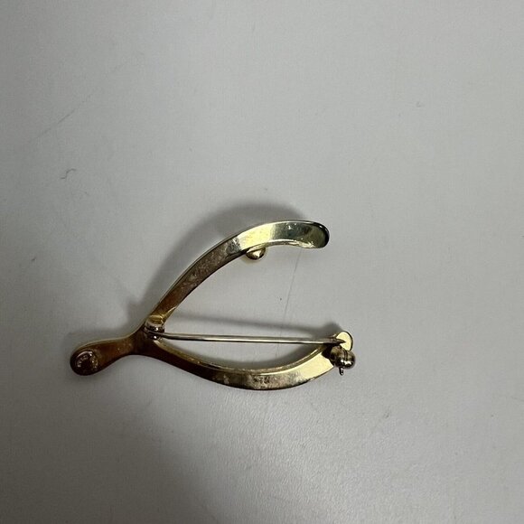 Vintage Brooch 12K GF Wishbone Pearl Gold Filled - Picture 7 of 11
